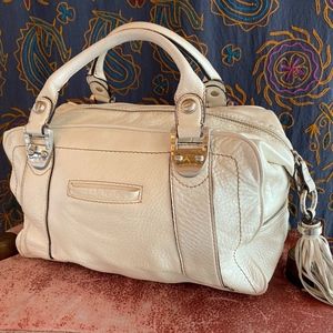 B Makowsky Winter Silvery White Purse Handbag